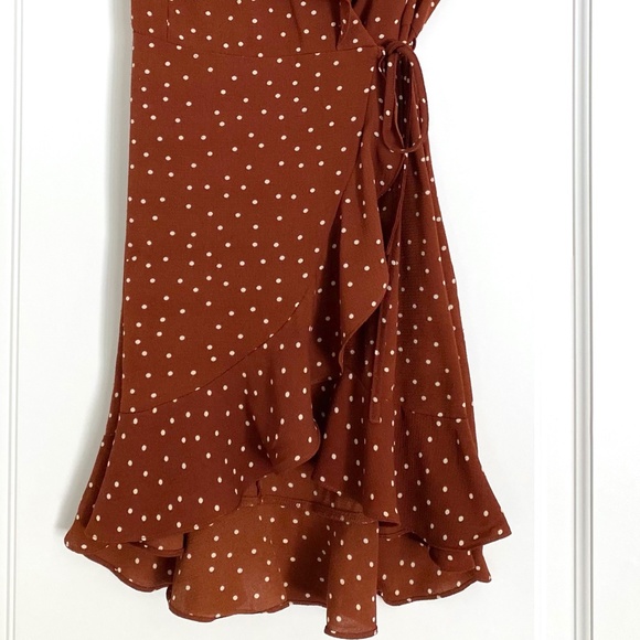 Forever 21 Polka Dot Ruffle Wrap Mini Dress - Medium - Picture 5 of 7